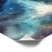 Fantasy Schattige Turtle Space Earth Perfect Poster (Hoek)