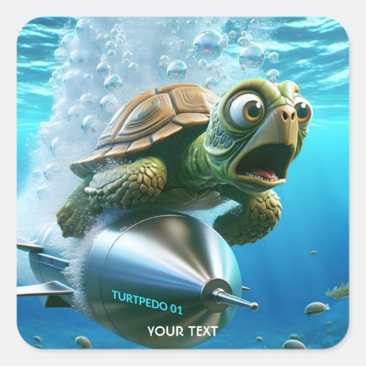 Fantasy Schattige Turtle Torpedo Zee Vierkante Sticker (Voorkant)