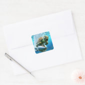 Fantasy Schattige Turtle Torpedo Zee Vierkante Sticker (Envelop)