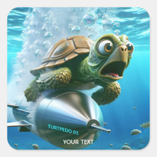 Fantasy Schattige Turtle Torpedo Zee Vierkante Sticker