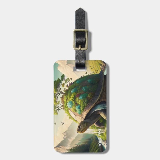 Fantasy Schattige Turtle Waterfall Forest Bagagelabel (Voorkant verticaal)