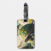 Fantasy Schattige Turtle Waterfall Forest Bagagelabel (Achterkant verticaal)