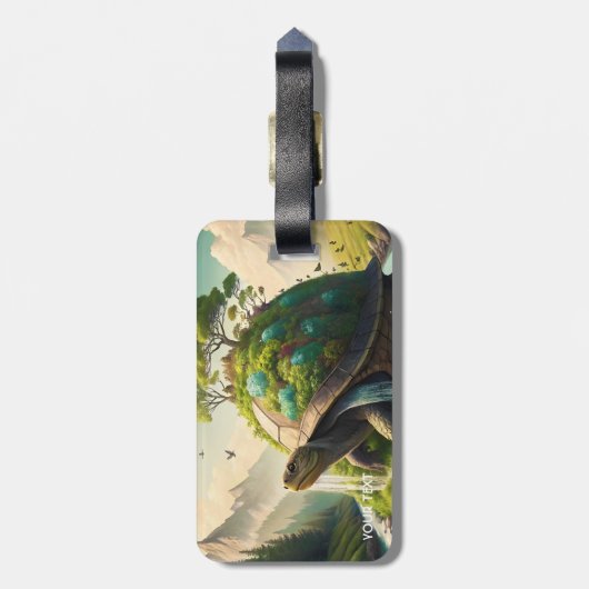 Fantasy Schattige Turtle Waterfall Forest Bagagelabel (Achterkant verticaal)
