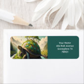 Fantasy Schattige Turtle Waterfall Forest Etiket (Insitu)