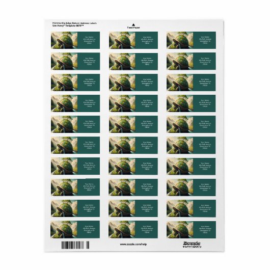 Fantasy Schattige Turtle Waterfall Forest Etiket (Full Sheet)