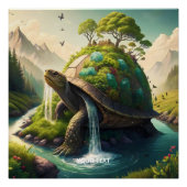 Fantasy Schattige Turtle Waterfall Forest Perfect Poster (Voorkant)