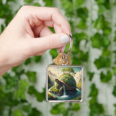 Fantasy Schattige Turtle Waterfall Forest Sleutelhanger (Hand)