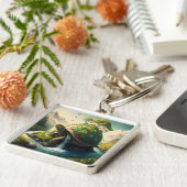 Fantasy Schattige Turtle Waterfall Forest Sleutelhanger (Zijkant)
