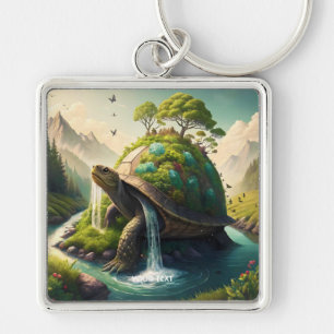Fantasy Schattige Turtle Waterfall Forest Sleutelhanger