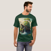 Fantasy Schattige Turtle Waterfall Forest T-shirt (Voorkant volledig)