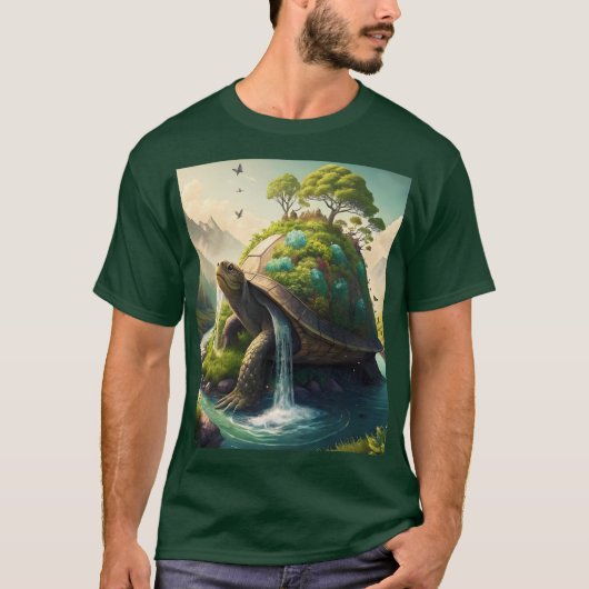 Fantasy Schattige Turtle Waterfall Forest T-shirt (Voorkant)