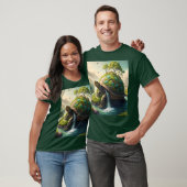 Fantasy Schattige Turtle Waterfall Forest T-shirt (Unisex)