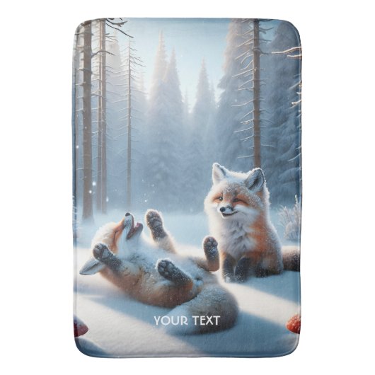 Fantasy Schattige twee Baby vossen Badmat (Voorkant Verticaal)