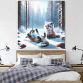 Fantasy Schattige twee Baby vossen Canvas Afdruk (Insitu (Slaapkamer))