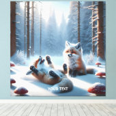 Fantasy Schattige twee Baby vossen Canvas Afdruk (Insitu (Houten vloer))