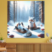 Fantasy Schattige twee Baby vossen Canvas Afdruk (Insitu (Woonkamer))
