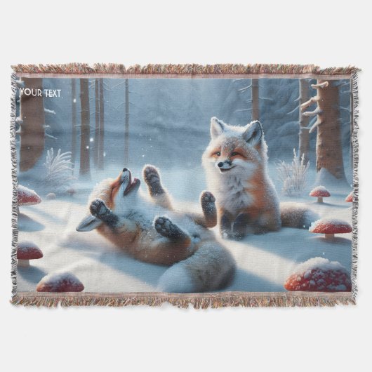 Fantasy Schattige twee Baby vossen Deken (Voorkant)
