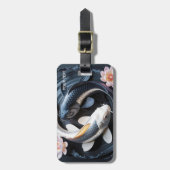 Fantasy Schattige Twee Koi Vissen Bagagelabel (Voorkant verticaal)