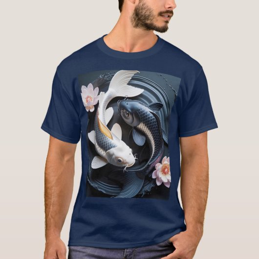 Fantasy Schattige Twee Koi Vissen T-shirt (Voorkant)