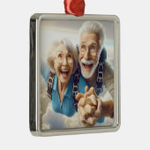 Fantasy Schattige twee mensen skydiving Metalen Ornament (Rechts)