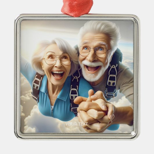 Fantasy Schattige twee mensen skydiving Metalen Ornament (Voorkant)