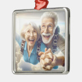 Fantasy Schattige twee mensen skydiving Metalen Ornament (Links)