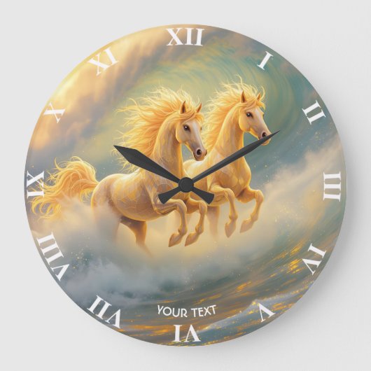 Fantasy Schattige Twee Paarden Golf Grote Klok (Voorkant)