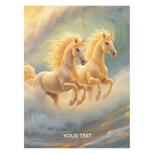 Fantasy Schattige Twee Paarden Golf Tafelkleed (Voorkant)