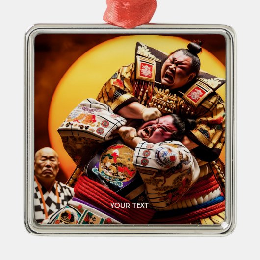 Fantasy Schattige Twee Sumo Fighters Metalen Ornament (Voorkant)