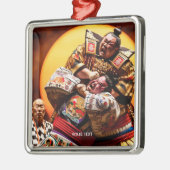Fantasy Schattige Twee Sumo Fighters Metalen Ornament (Links)