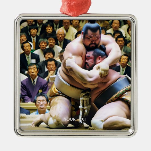 Fantasy Schattige Twee Sumo Wrestlers Metalen Ornament (Voorkant)
