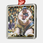 Fantasy Schattige Twee Sumo Wrestlers Metalen Ornament (Links)