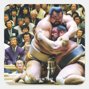 Fantasy Schattige Twee Sumo Wrestlers Vierkante Sticker
