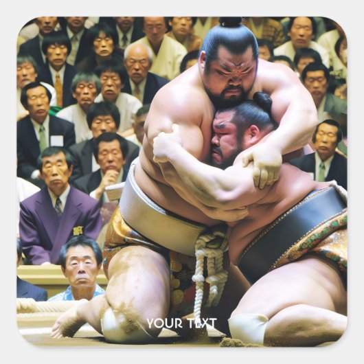 Fantasy Schattige Twee Sumo Wrestlers Vierkante Sticker (Voorkant)