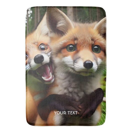 Fantasy Schattige Two Foxes Forest Badmat (Voorkant Verticaal)