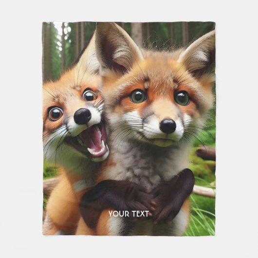Fantasy Schattige Two Foxes Forest Fleece Deken (Voorkant)