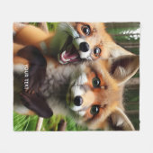 Fantasy Schattige Two Foxes Forest Fleece Deken (Voorkant (Horizontaal))