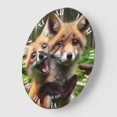 Fantasy Schattige Two Foxes Forest Grote Klok (Hoek)