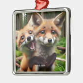 Fantasy Schattige Two Foxes Forest Metalen Ornament (Links)