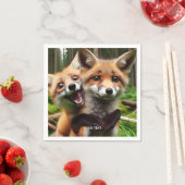 Fantasy Schattige Two Foxes Forest Servet (Insitu)