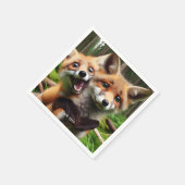 Fantasy Schattige Two Foxes Forest Servet (Hoek)