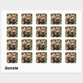 Fantasy Schattige Two Foxes Forest Vierkante Sticker (Vel)