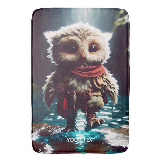 Fantasy Schattige Uil Adventurer Water Badmat (Voorkant Verticaal)