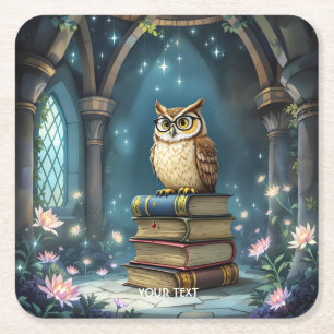 Fantasy Schattige Uil Brillen Boeken Kartonnen Onderzetters