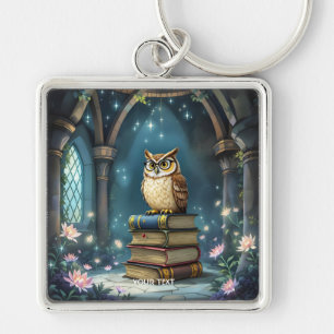 Fantasy Schattige Uil Brillen Boeken Sleutelhanger