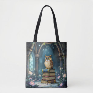Fantasy Schattige Uil Brillen Boeken Tote Bag