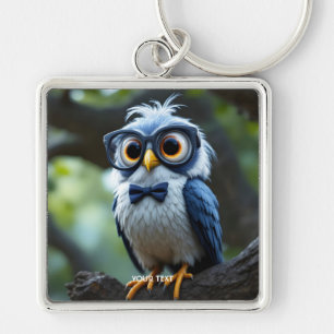 Fantasy Schattige Uil Brillen Bow Sleutelhanger