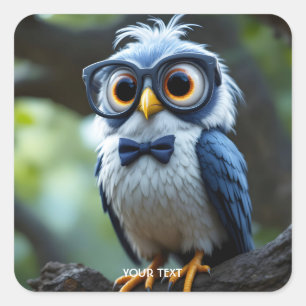Fantasy Schattige Uil Brillen Bow Vierkante Sticker