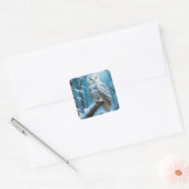 Fantasy Schattige Uil Sneeuwboom Vierkante Sticker (Envelop)