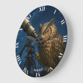 Fantasy Schattige Uil Telescope Night Grote Klok (Hoek)